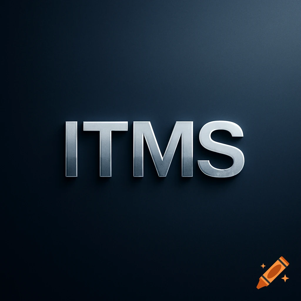 Silver 3D letters 'ITMS' against a dark background.