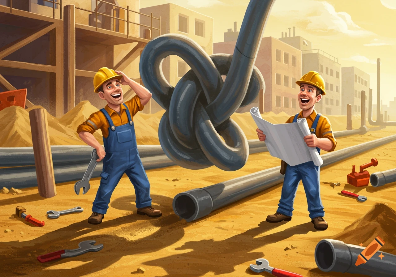 Cartoon illustration of an old man in a mini excavator getting shocked by  electrical wires. on Craiyon, image size:1280x896