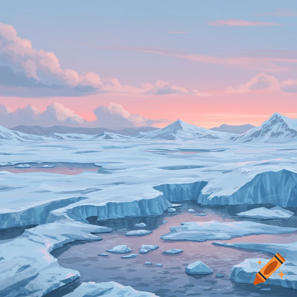 Melting Glaciers in Polar Regions created on Craiyon, image size:1024x1024