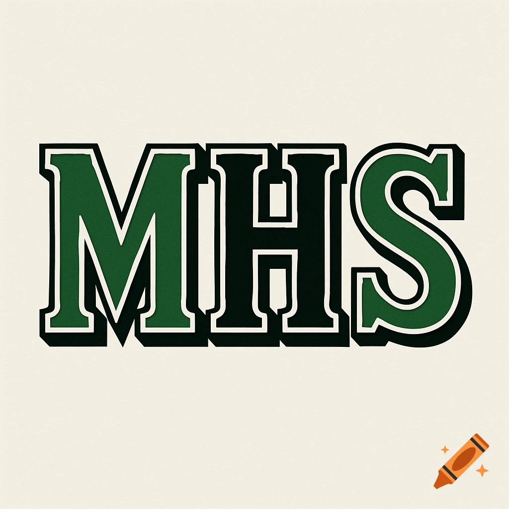 A simple green, black, and white block letter logo displaying 'MHS' with a serif font on a light background.