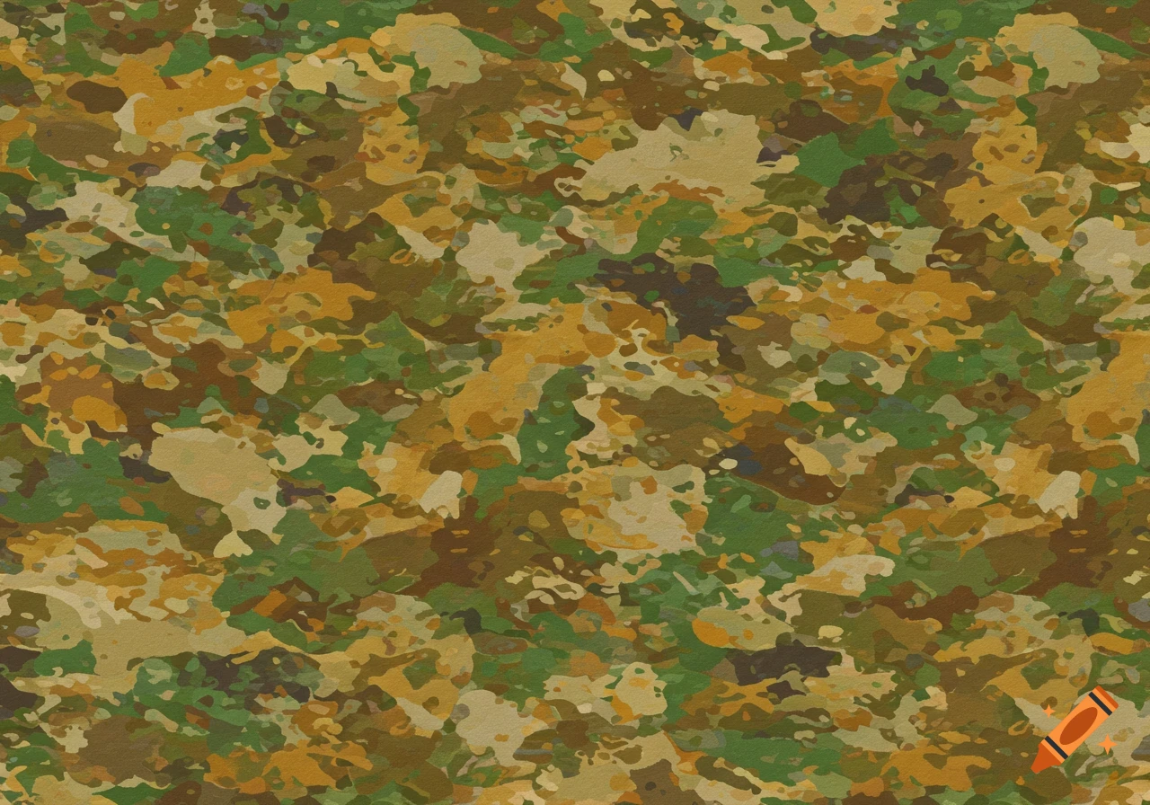 Seamless camouflage pattern featuring abstract splotches of green, brown, and tan, evoking natural earthy and foliage colors.