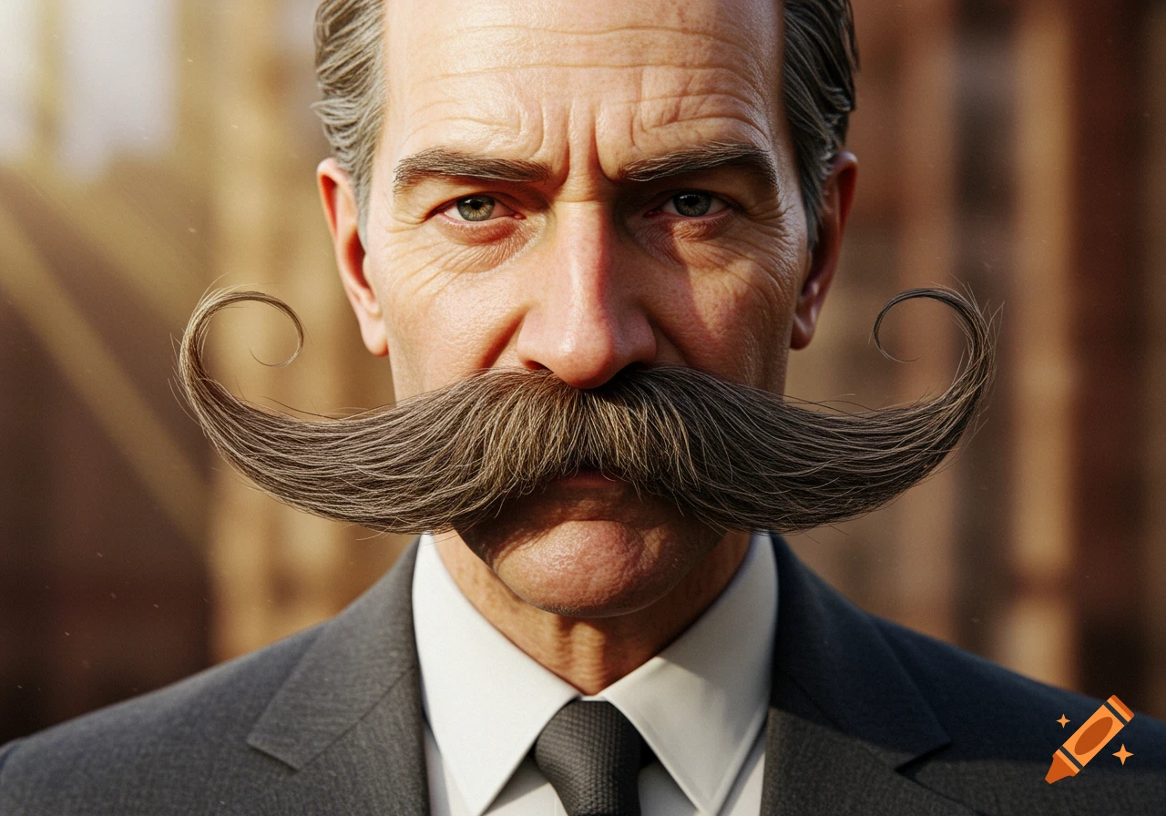 Man With a Fu Manchu Mustache created on Craiyon, image size:1280x896