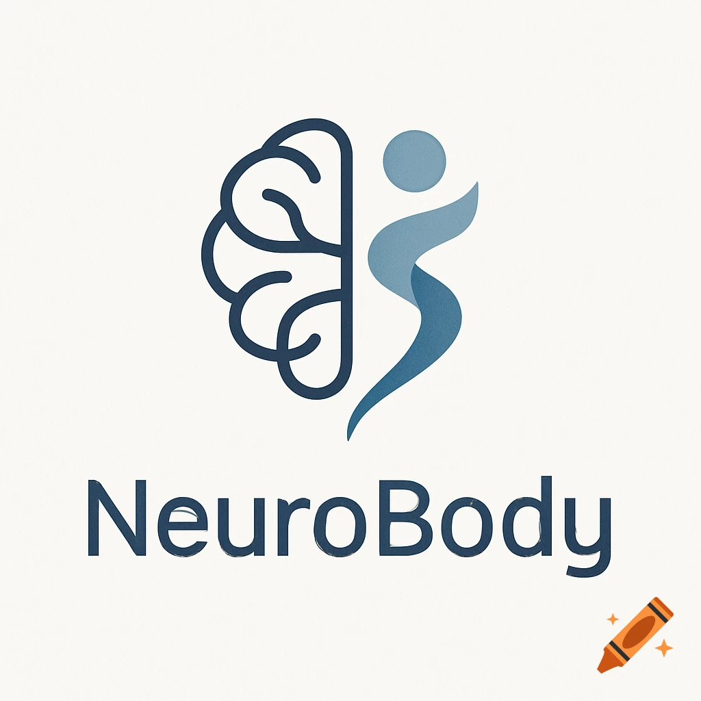 Modern NeuroBody logo with a stylized blue brain icon and a flowing human figure.