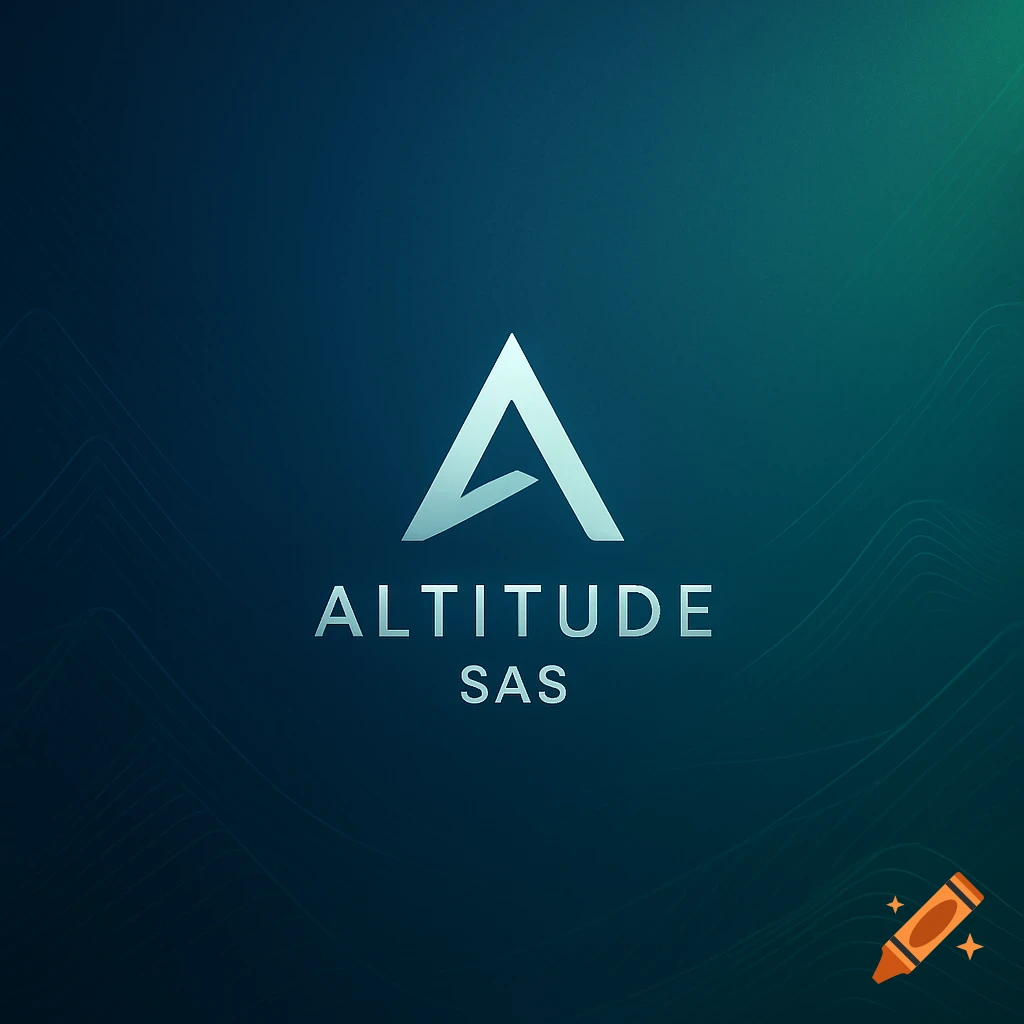 Stylized white 'A' logo with 'ALTITUDE SAS' text on a dark blue-green gradient background with subtle wave patterns.