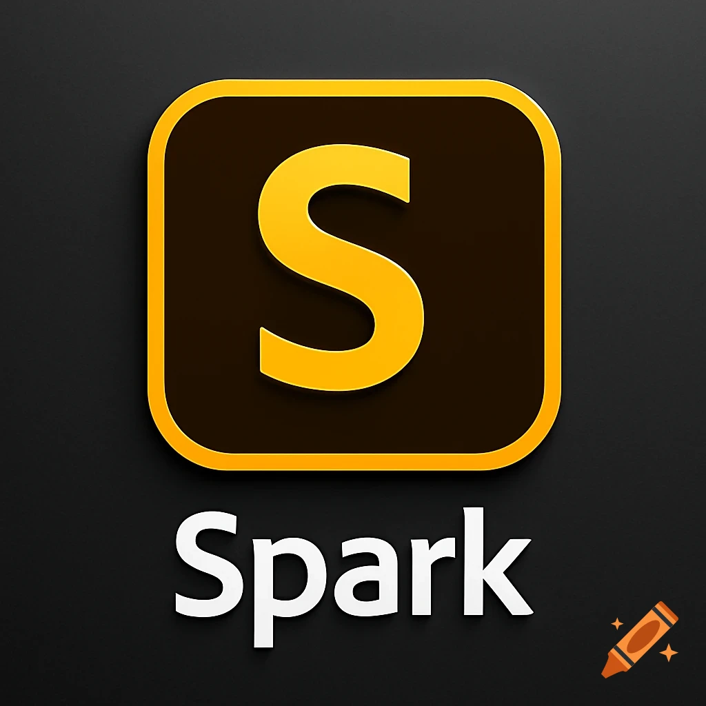 Adobe Spark app icon featuring a golden 'S' in a rounded brown square with a gold outline, and 'Spark' text below on a dark background.