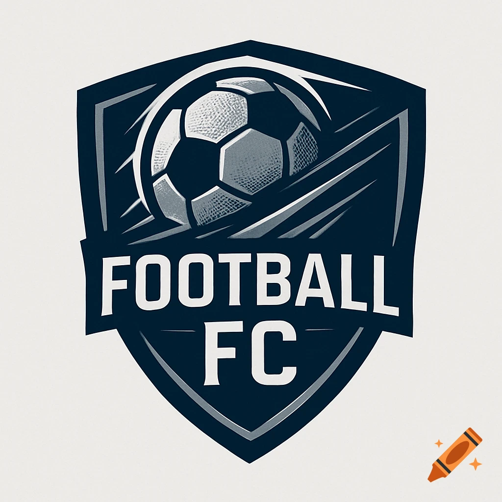 Dark blue shield logo with a soccer ball and the text 'FOOTBALL FC' with dynamic lines.
