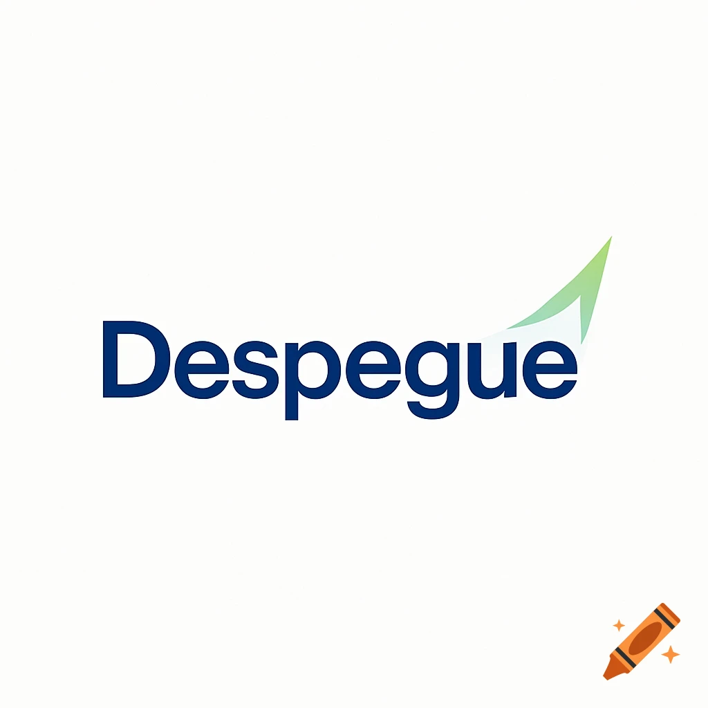 Minimalist Despegue logo with a blue wordmark and a green-blue ascending swoosh graphic on a white background.