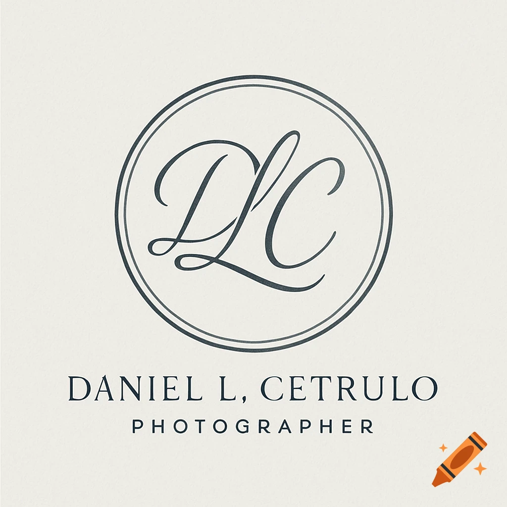 Elegant monogram logo with intertwined 'D L C' initials in a circle above 'DANIEL L, CETRULO PHOTOGRAPHER' on a light background.
