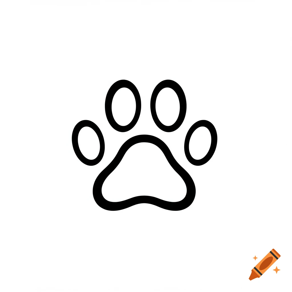 A black outline of a cat paw print on a white background.