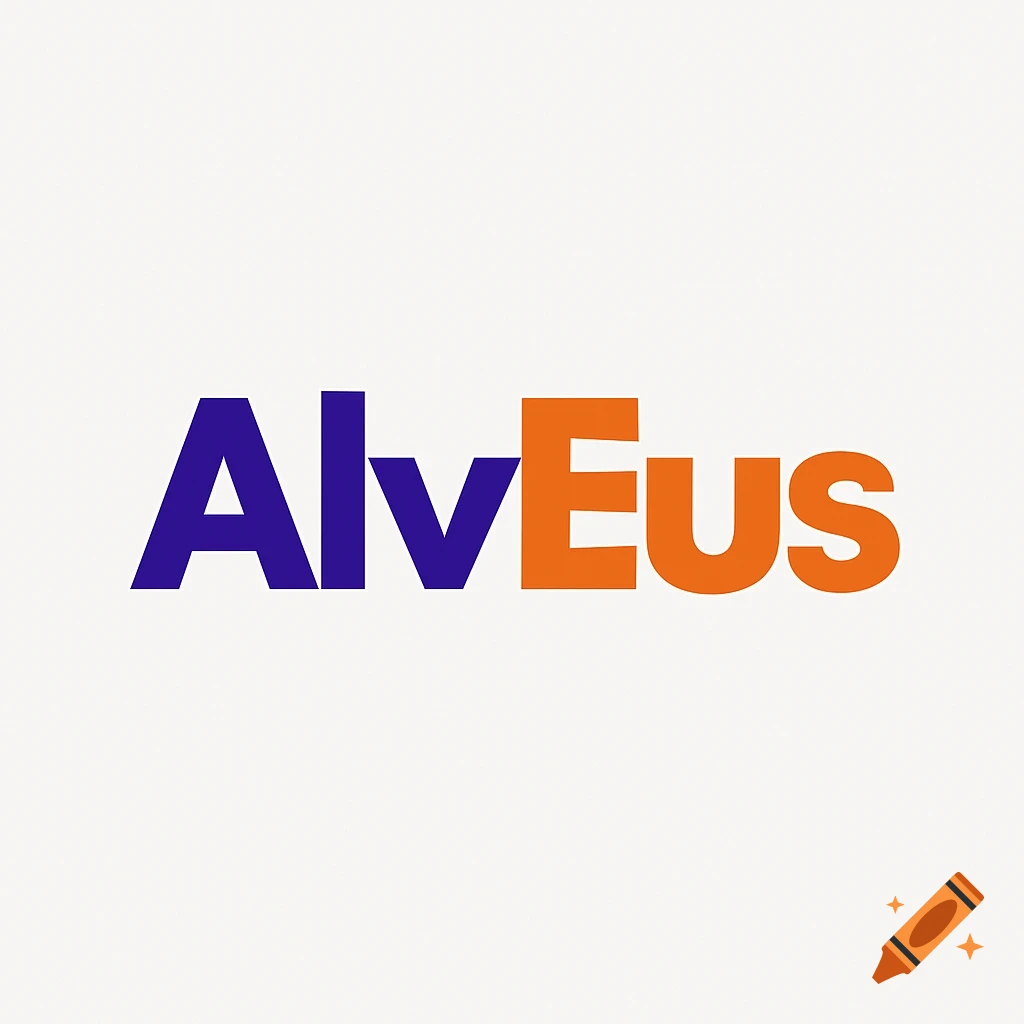 The word 'AlvEus' in blue and orange, styled like the FedEx logo, on a white background.