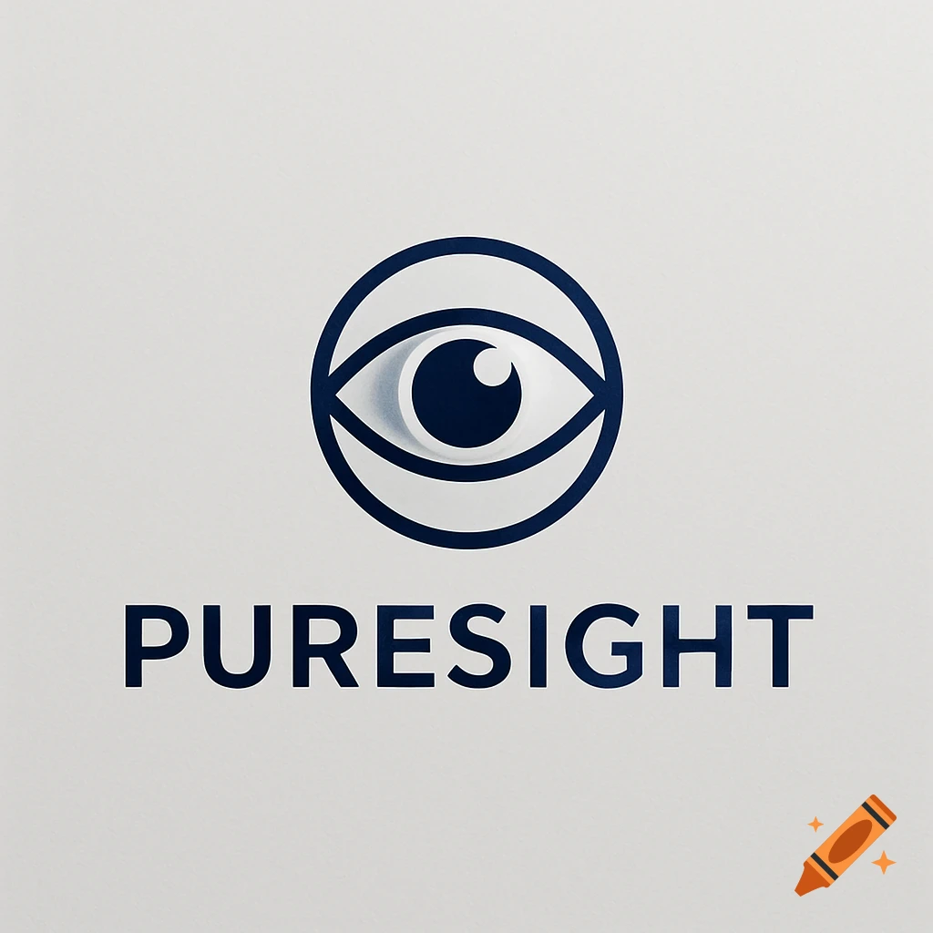 Minimalist logo featuring an eye icon within a circle and the word PURESIGHT in dark blue on a white background.