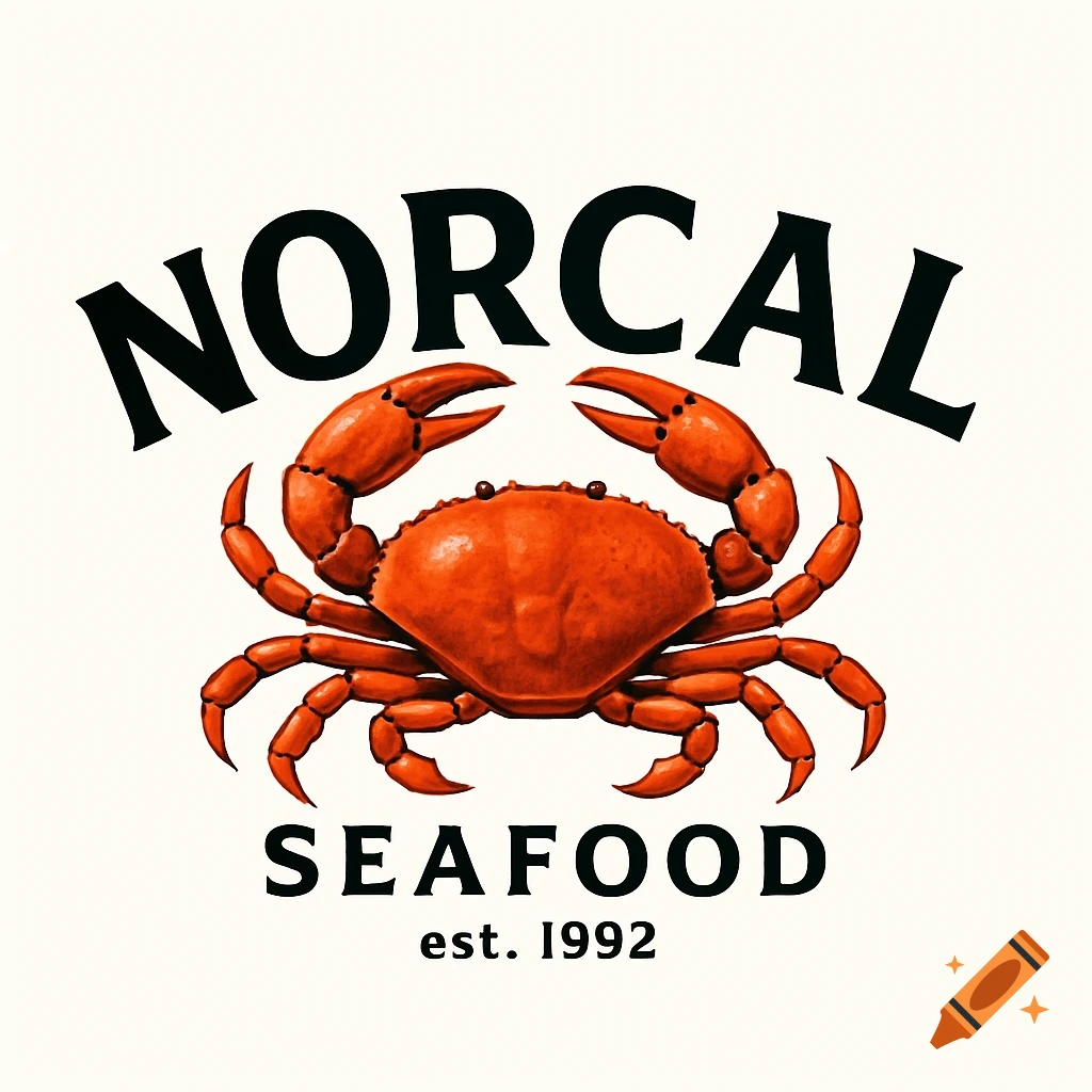 Norcal Seafood logo with a detailed red crab between "NORCAL" and "SEAFOOD est. 1992" on a white background.