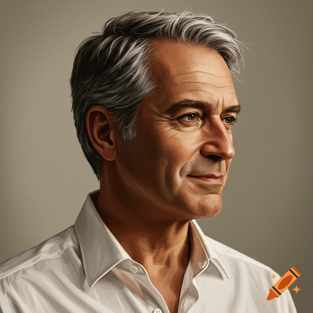 A realistic digital painting of a middle-aged man with gray hair and a white shirt, looking right.
