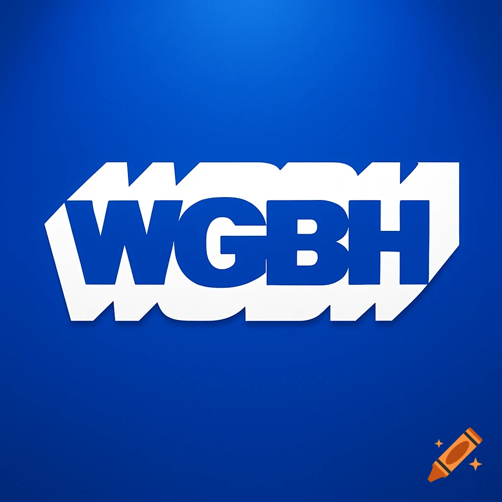 A blue and white logo featuring the letters WGBH in bold, dark blue text, outlined in white, against a blue background.
