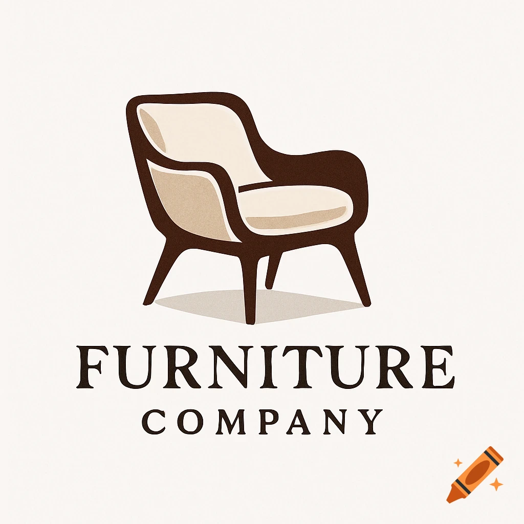 A minimalist logo with a brown and beige stylized armchair above the words "FURNITURE COMPANY".