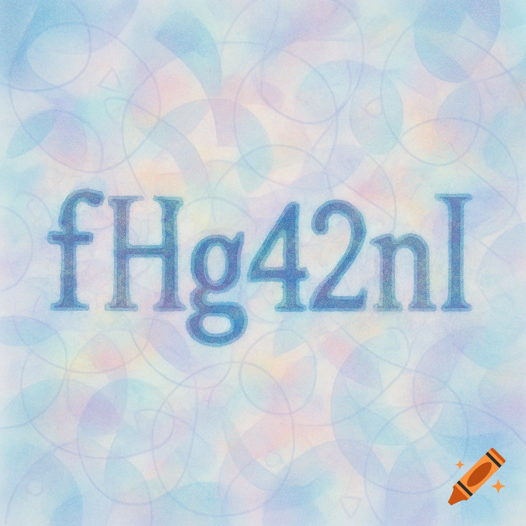 The text 'fHg42nI' in blue against a soft, blurry background of pastel-colored overlapping circles.