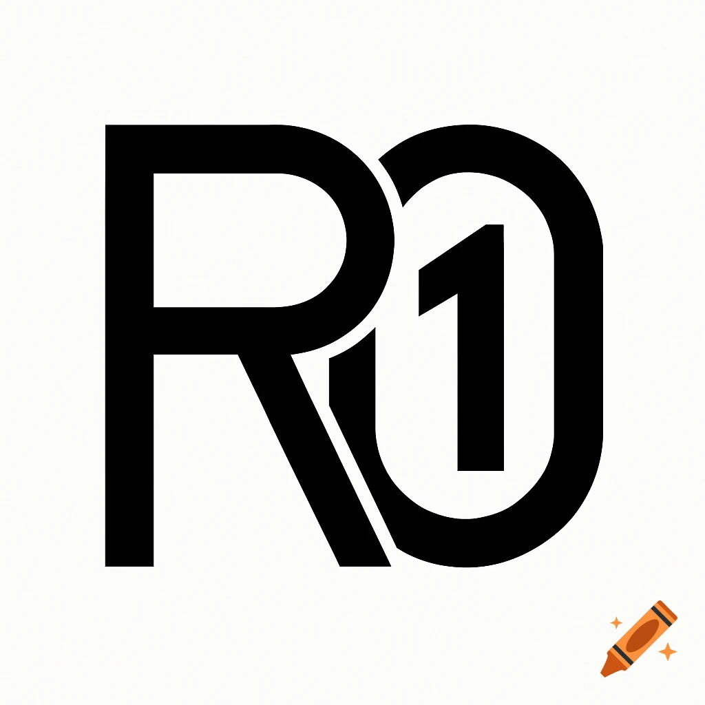 Minimalist black and white monogram logo for 'RO 1' in a bold, geometric sans-serif font.