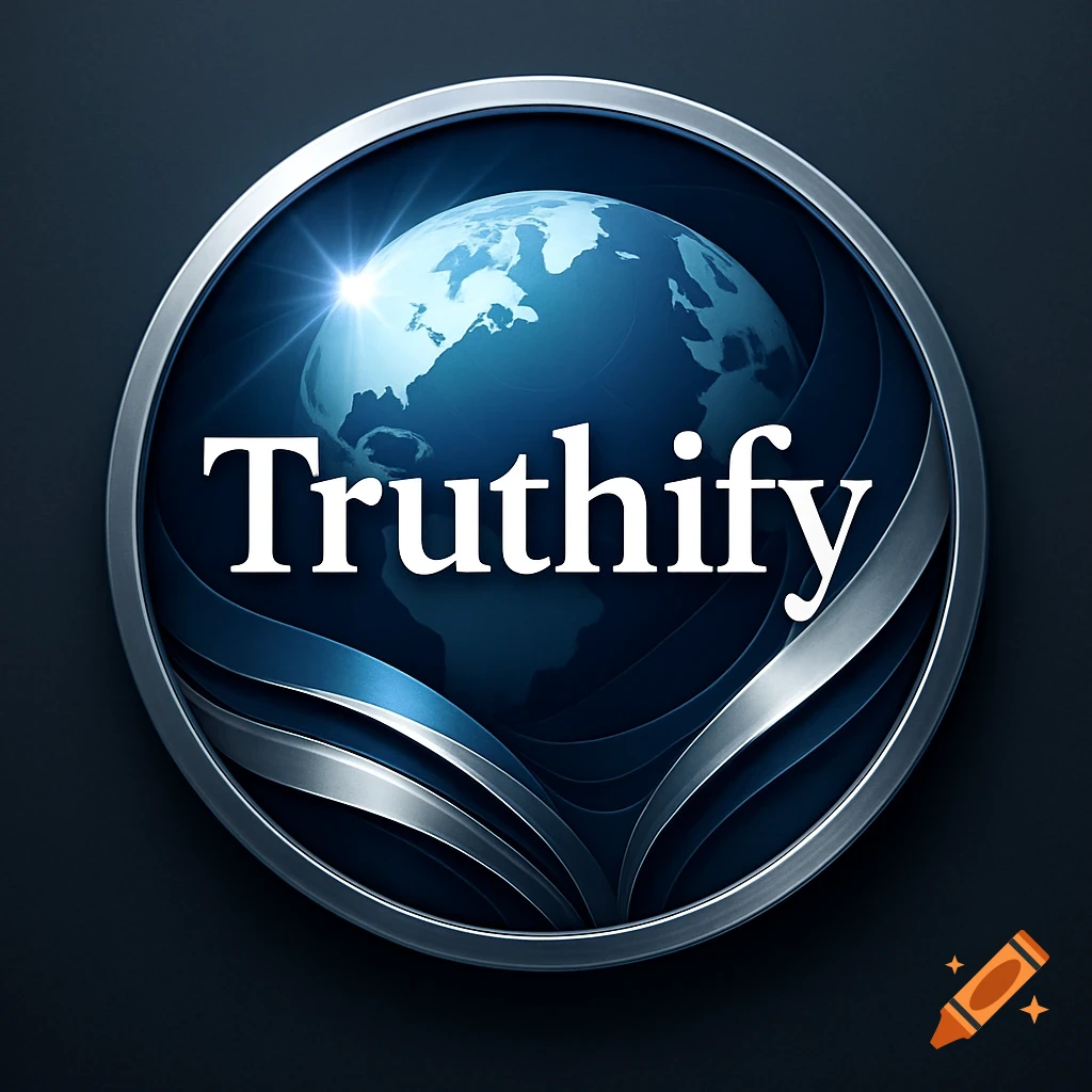A round metallic logo with a blue globe and the word 'Truthify' in white.