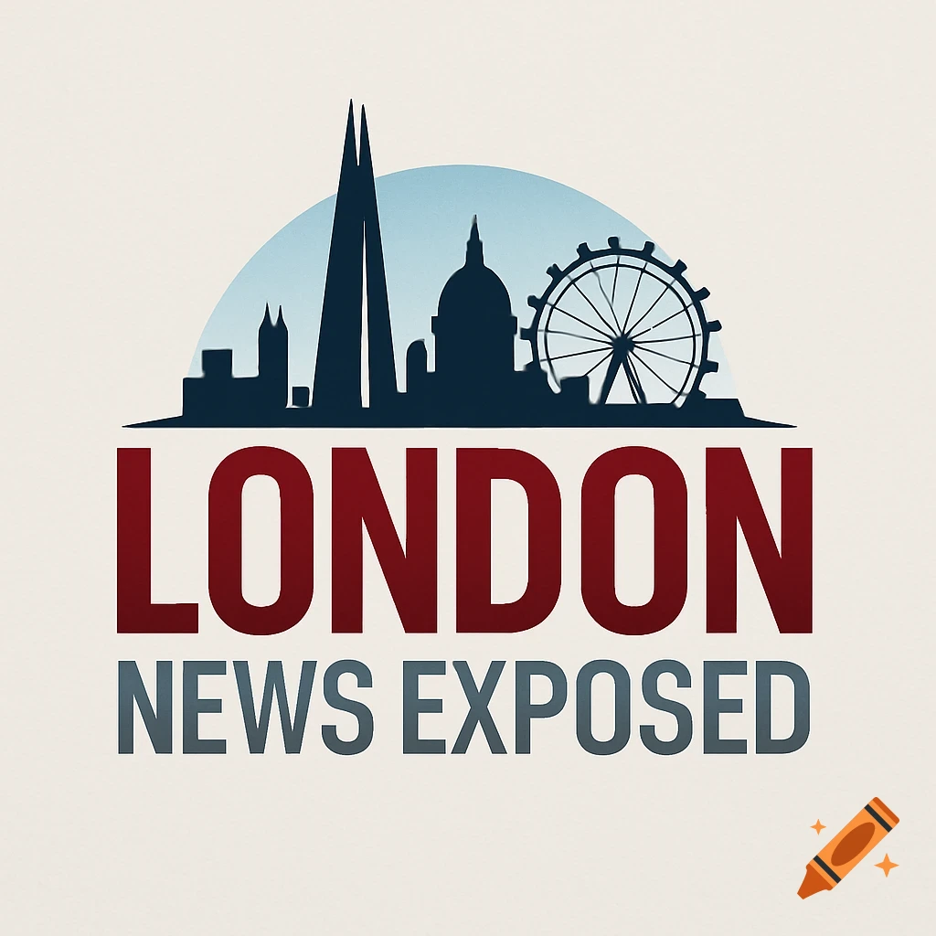 Stylized logo featuring a dark silhouette of the London skyline against a light background, with 'LONDON' in large red letters and 'NEWS EXPOSED' below in gray.