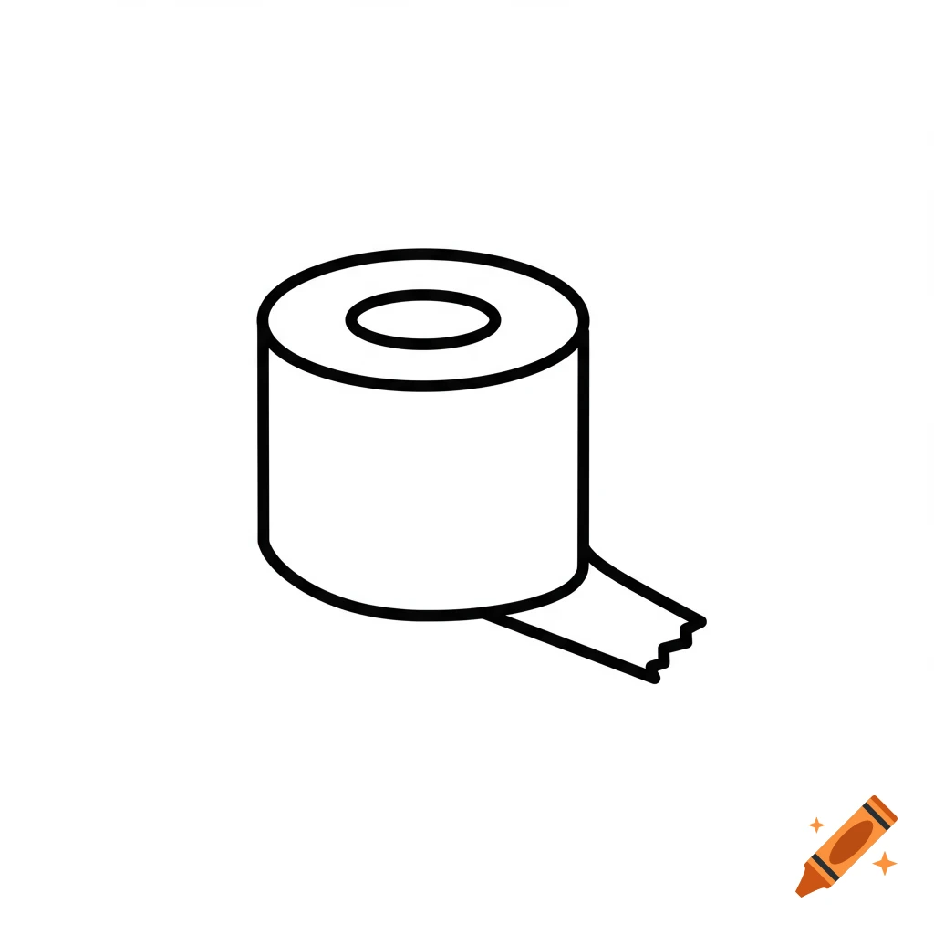 A simple black-and-white line art icon of a roll of medical tape with a strip extending from it.