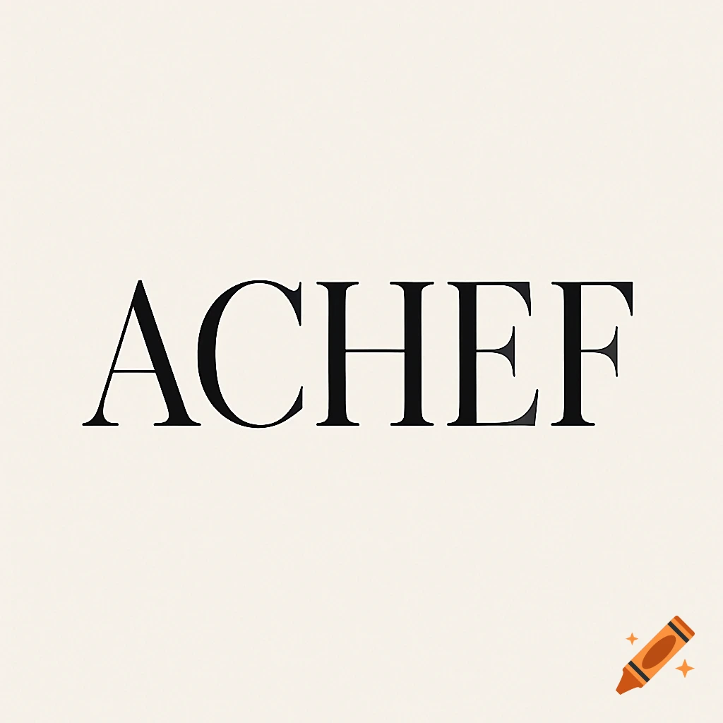 The word "ACHEF" in an elegant black serif font on a light beige background.