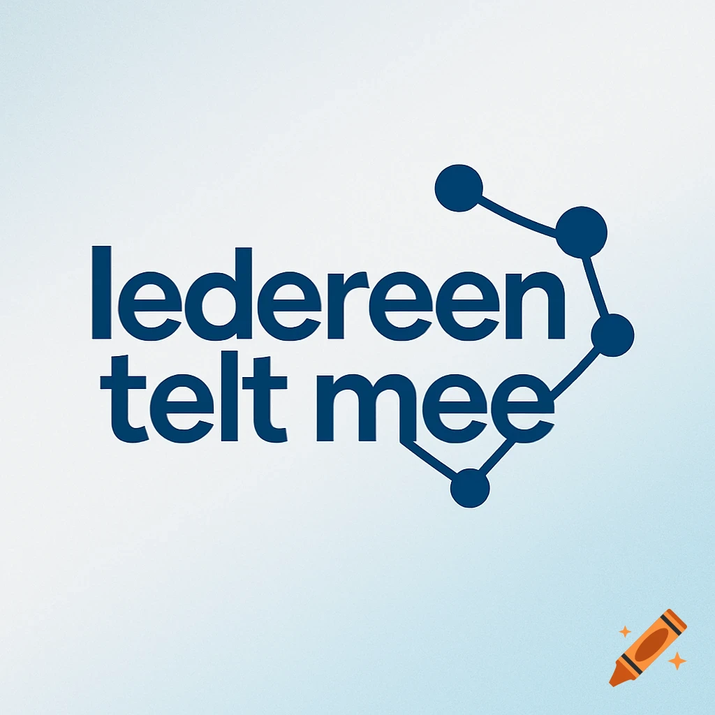 Dark blue logo text 'iedereen telt mee' with a connected dots graphic on a light blue gradient background.