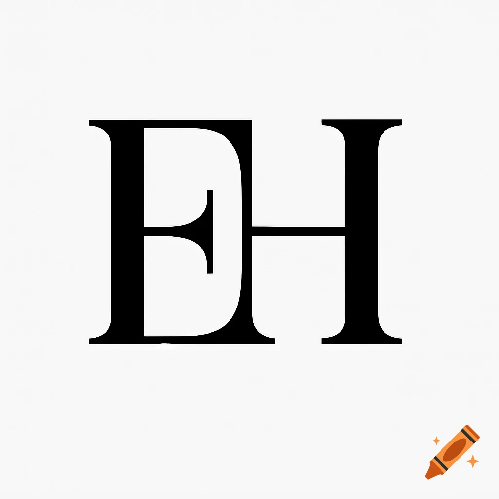 Minimalist black and white logo with intertwined initials 'E' and 'H' in a sleek, professional style.