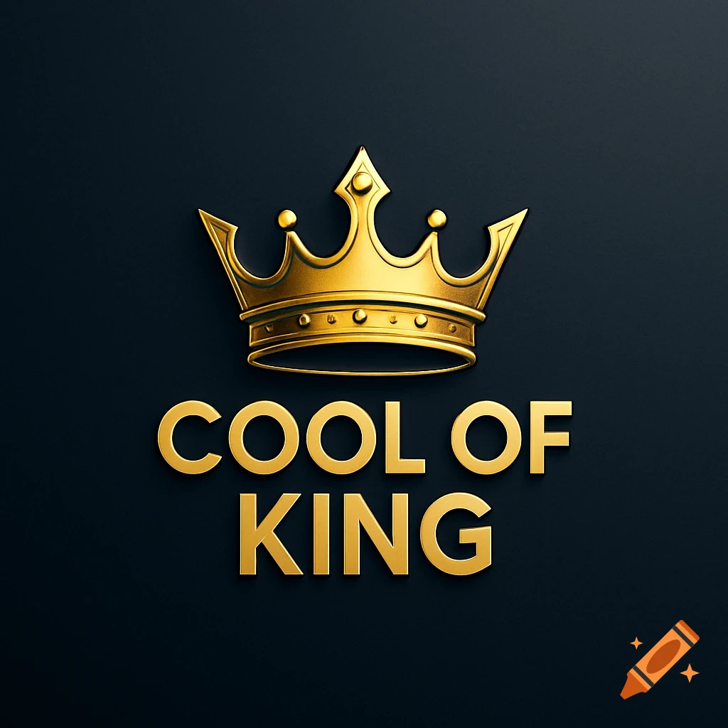 Golden crown above the text 'COOL OF KING' on a dark background.