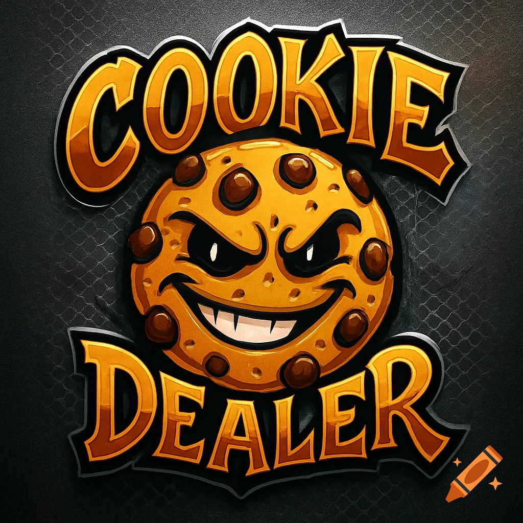 Cartoon logo of an angry cookie character with the text "COOKIE DEALER" in bold, stylized letters.