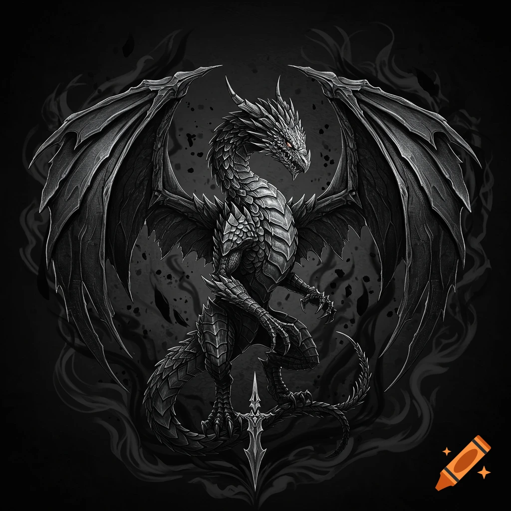 Stylized Black Dragon Artwork created on Craiyon, image size:1024x1024