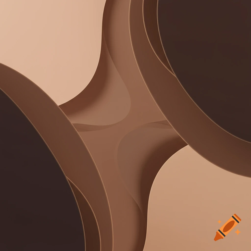 Abstract overlapping curved shapes in shades of brown and beige, creating a soft, layered design with shadows.