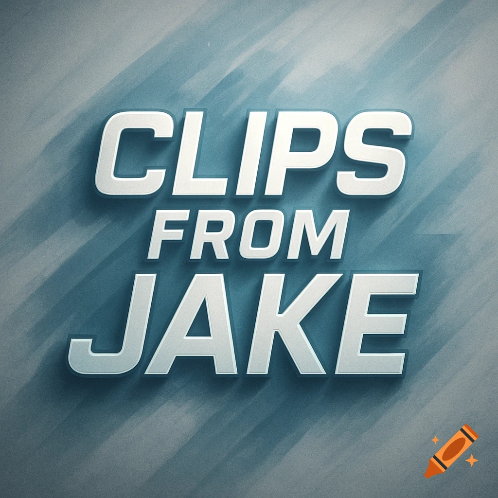 3D rendered white and blue text spelling 'CLIPS FROM JAKE' on a textured blue background with shadows.