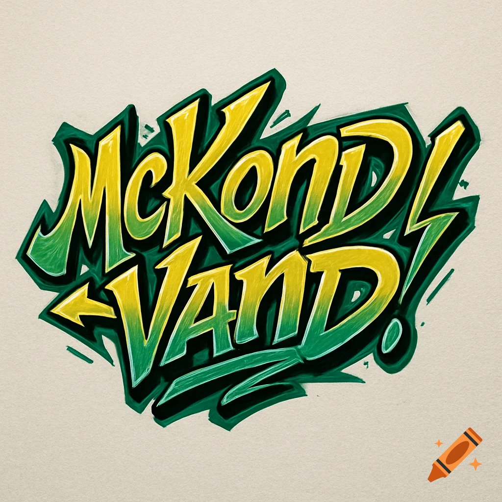Graffiti style logo with green and yellow text reading "McKond!Vand!" against a light background.