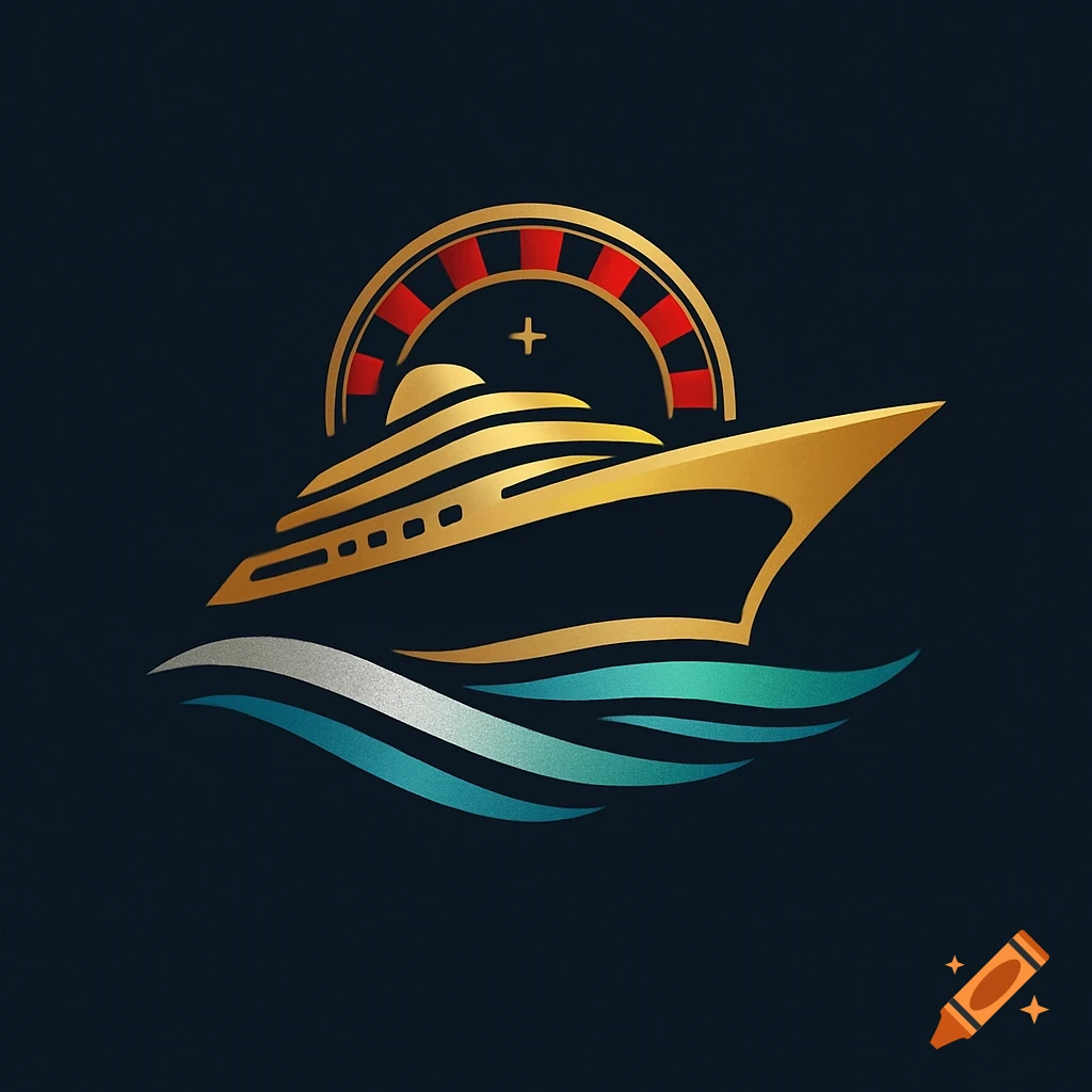 Stylized logo featuring a golden yacht on blue and silver waves, with a red and gold roulette wheel arching above it, against a dark background.