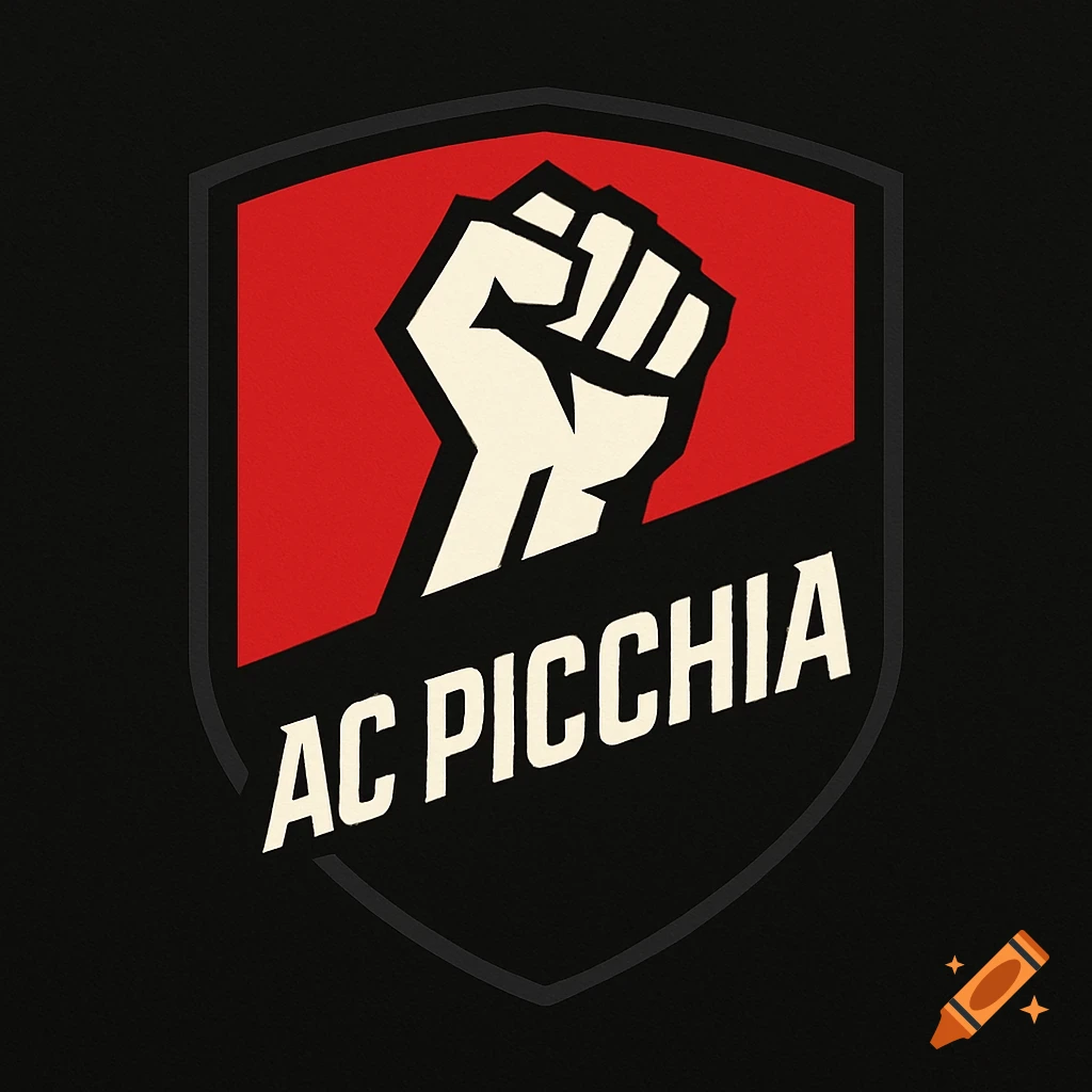 A red and black shield logo featuring a cream-colored raised fist and the text 'AC PICCHIA'.