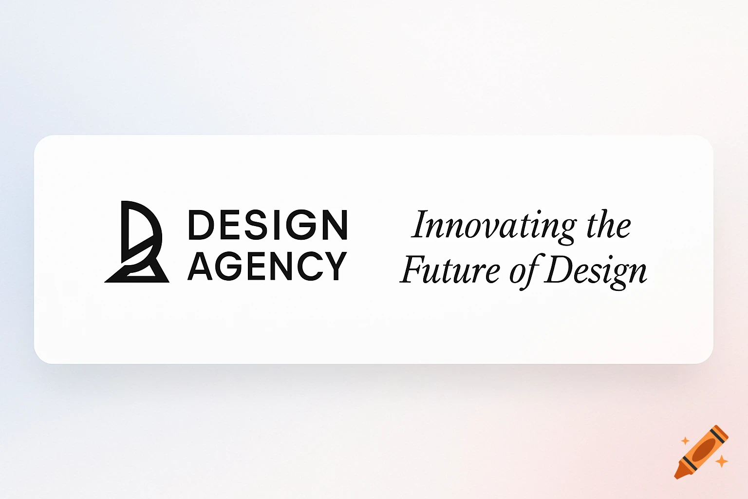 Clean white design agency logo with 'DESIGN AGENCY' and slogan 'Innovating the Future of Design' on a light background.
