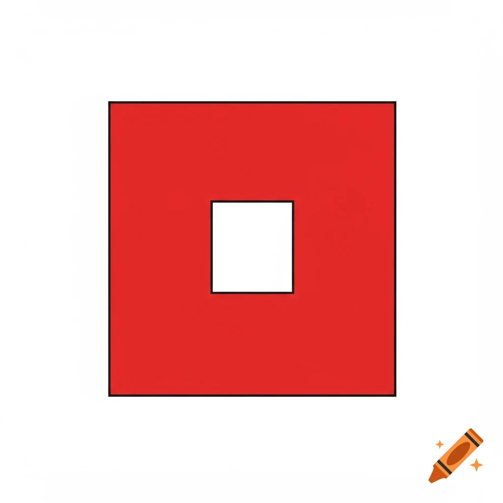 A large red square with a black outline on a white background, containing a smaller white square with a black outline.