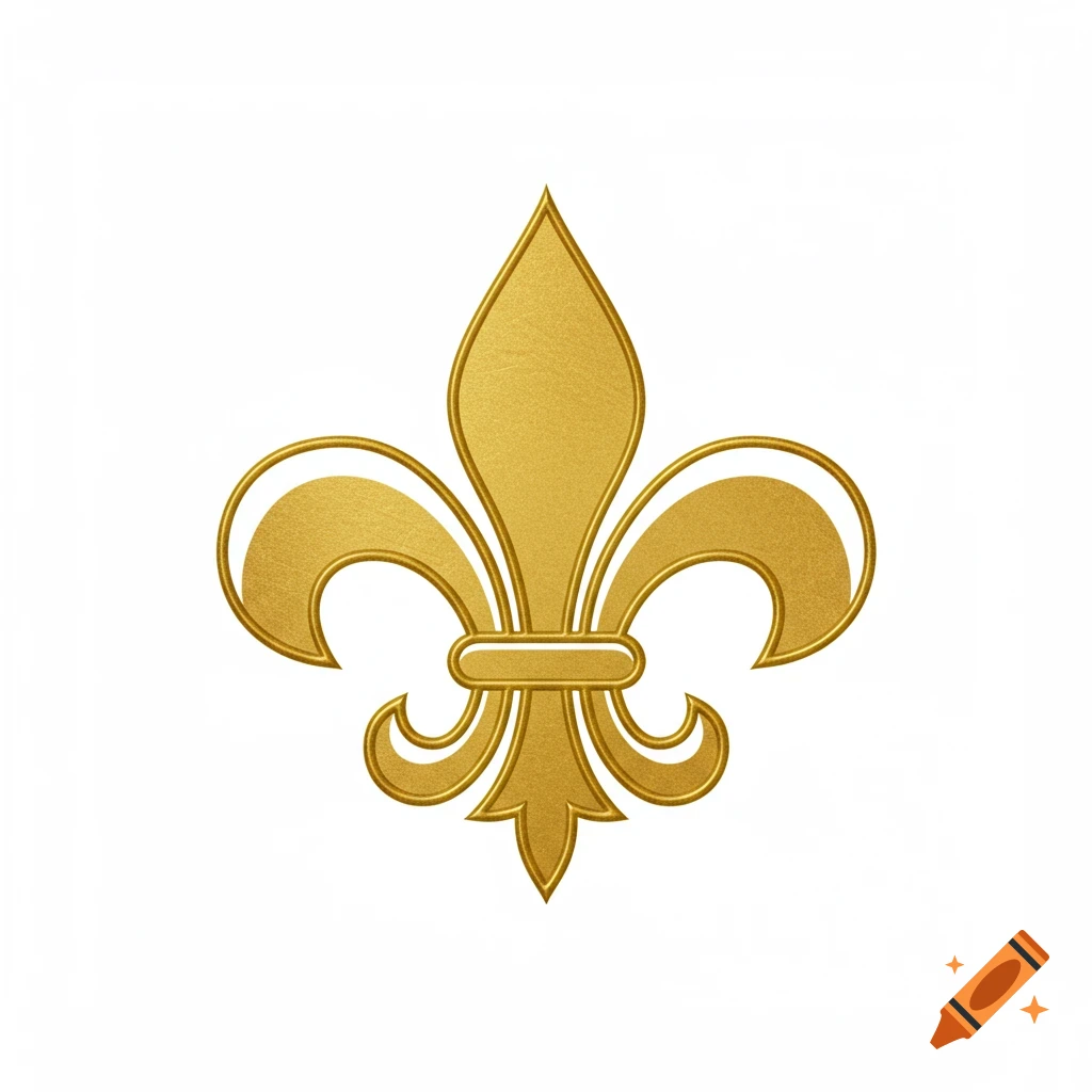 A gold minimalist fleur-de-lis symbol on a plain white background.