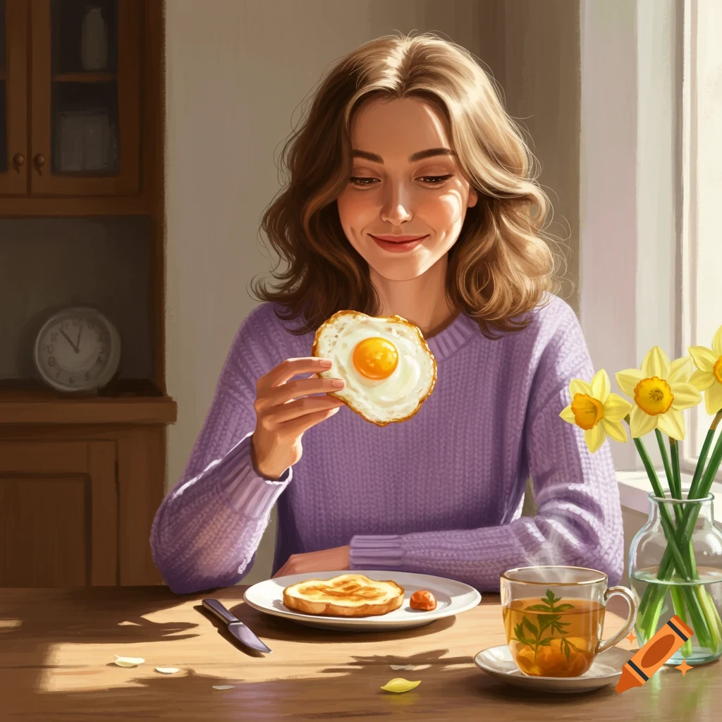One Person Eating Eggs created on Craiyon, image size:1024x1024
