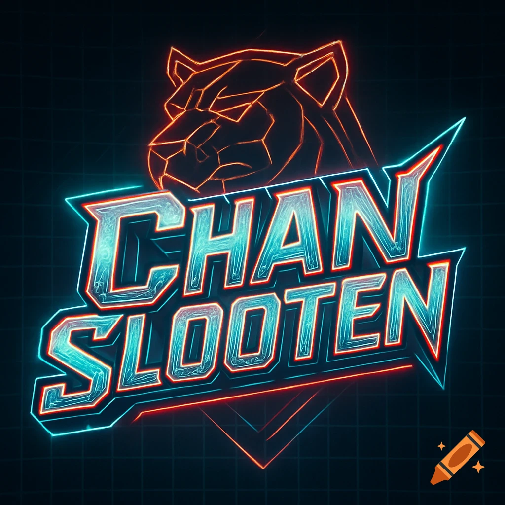 Neon geometric logo featuring a tiger head above the glowing words CHAN SLOOTEN on a grid background.