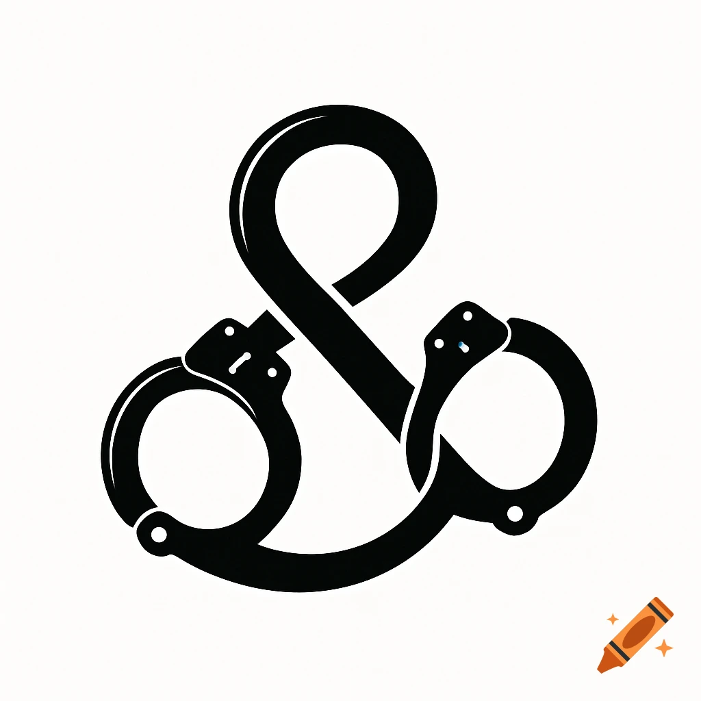 Black and white logo of handcuffs forming an ampersand symbol.