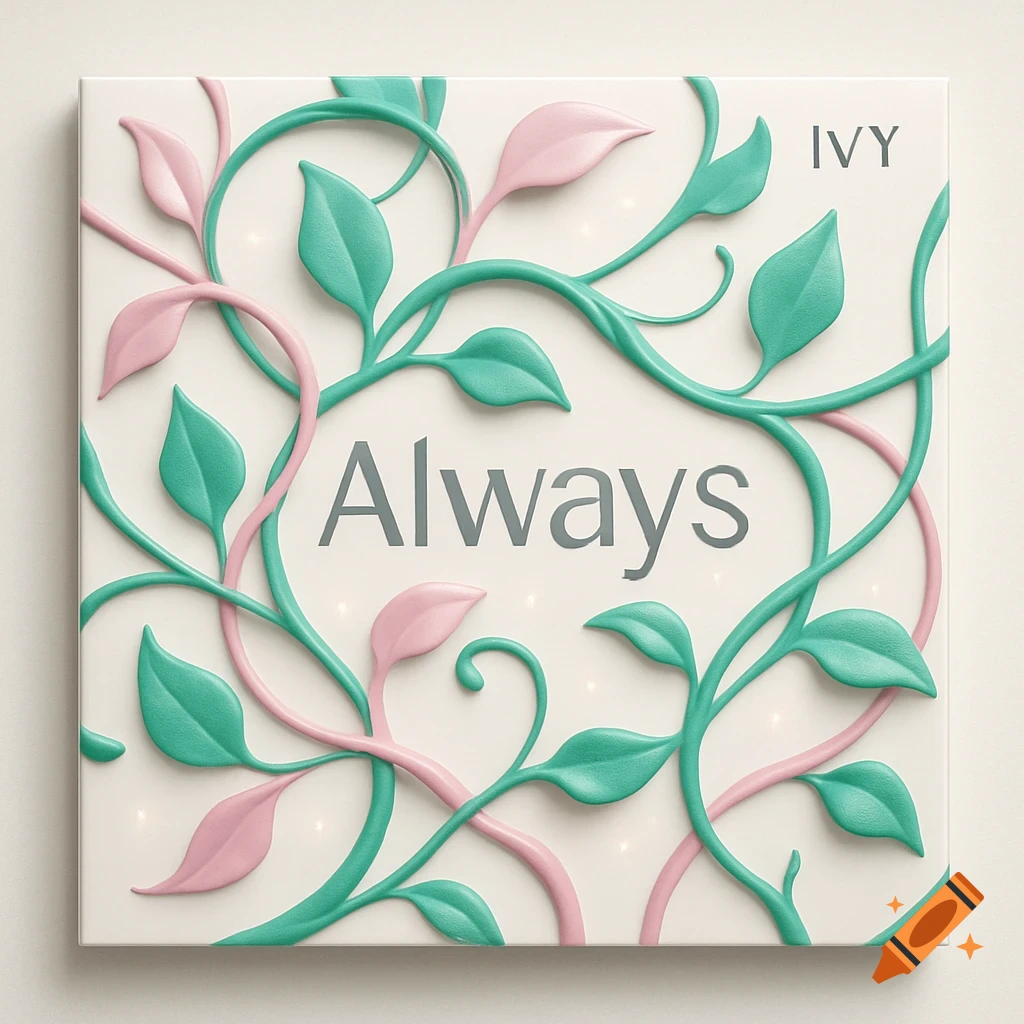 A stylized album cover features 3D teal and pink vines on a cream background, with 'Always' in the center and 'IVY' in the top right.