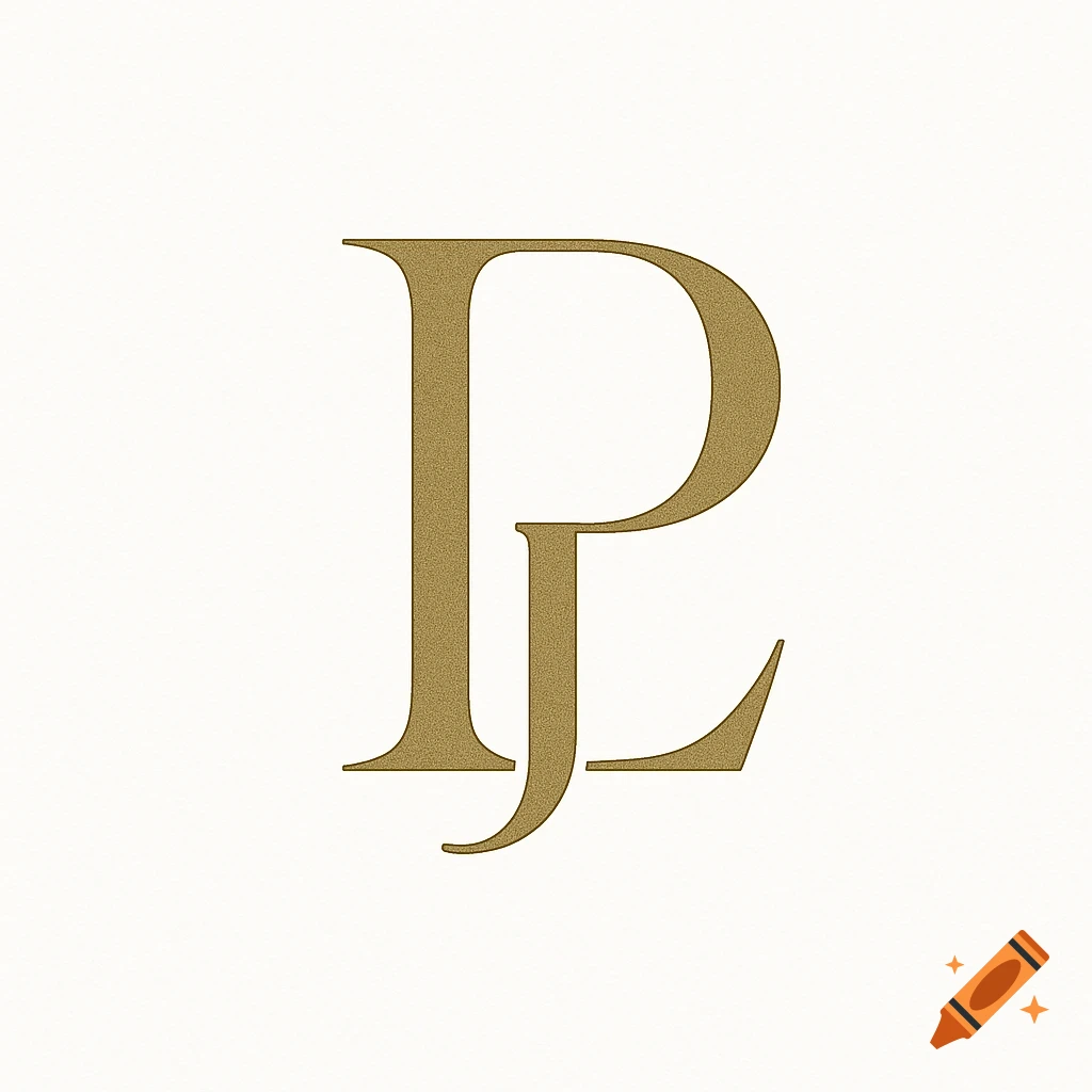 Elegant gold monogram combining the letters P and L on a light textured background.