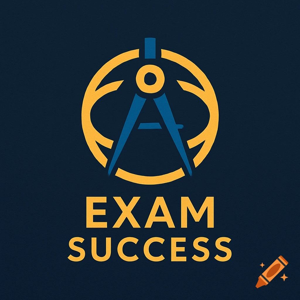 A logo for 'EXAM SUCCESS' with a golden compass design in a circle on a dark blue background.