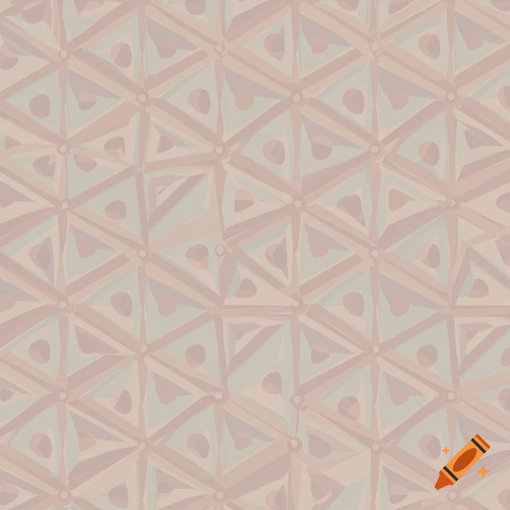 A seamless geometric pattern of interlocking triangles and rounded shapes in pastel peach and light blue.
