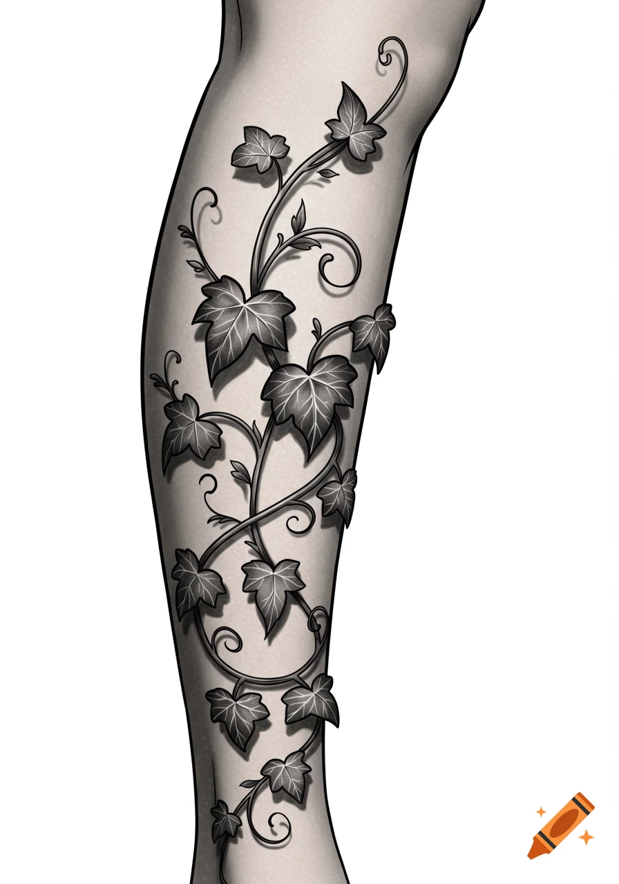 Flower Vine Tattoo on Leg Ideas