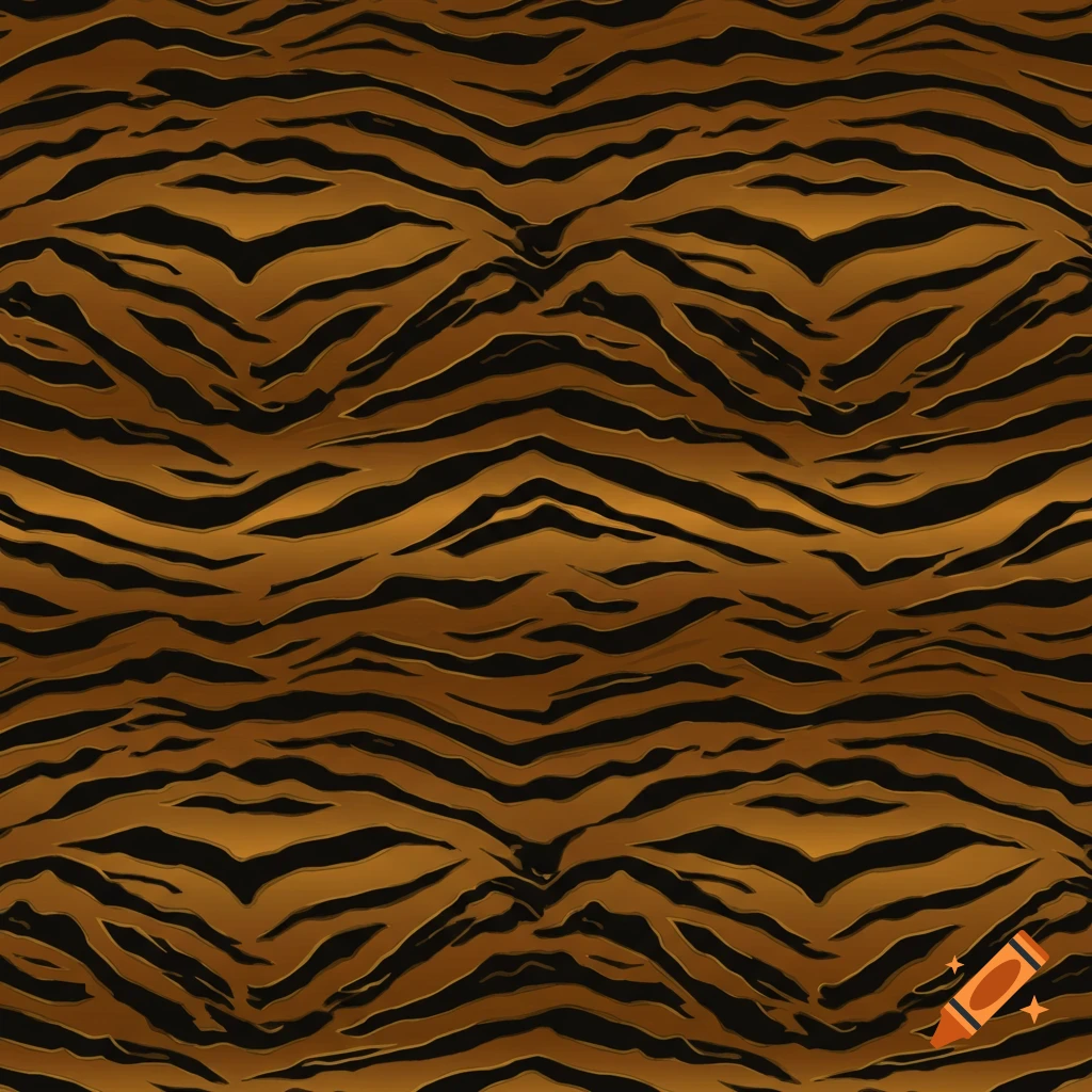 Seamless stylized tiger stripe pattern in shades of orange, brown, and black.