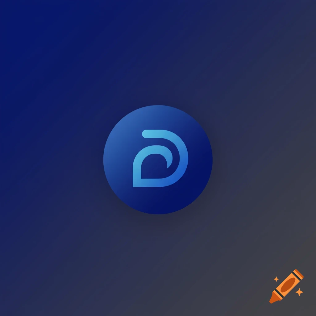 Blue and light blue abstract logo resembling a letter D inside a dark blue circle on a gradient background.