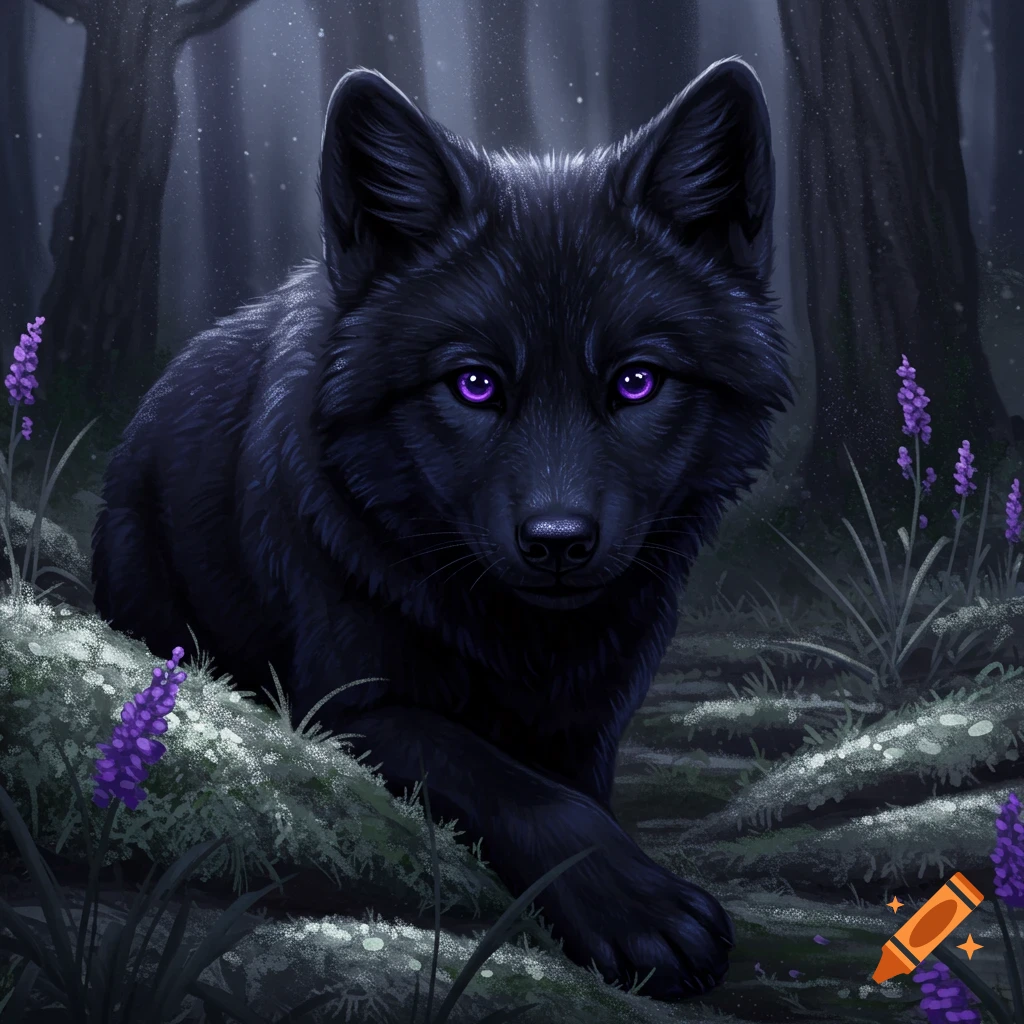 Black Wolf With Captivating Mismatched Eyes created on Craiyon, image size:1024x1024