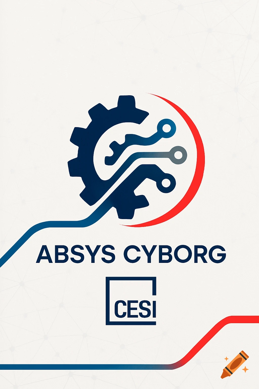 Blue gear and circuit board logo with red arc and text 'ABSYS CYBORG' and 'CESI' on a white background.